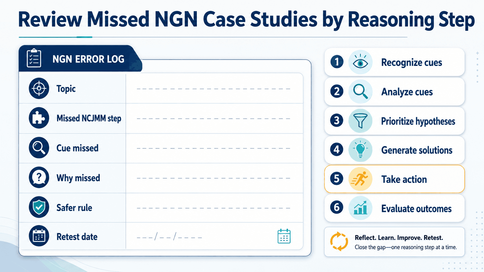 NCLEX case study error log template for reviewing missed clinical judgment steps