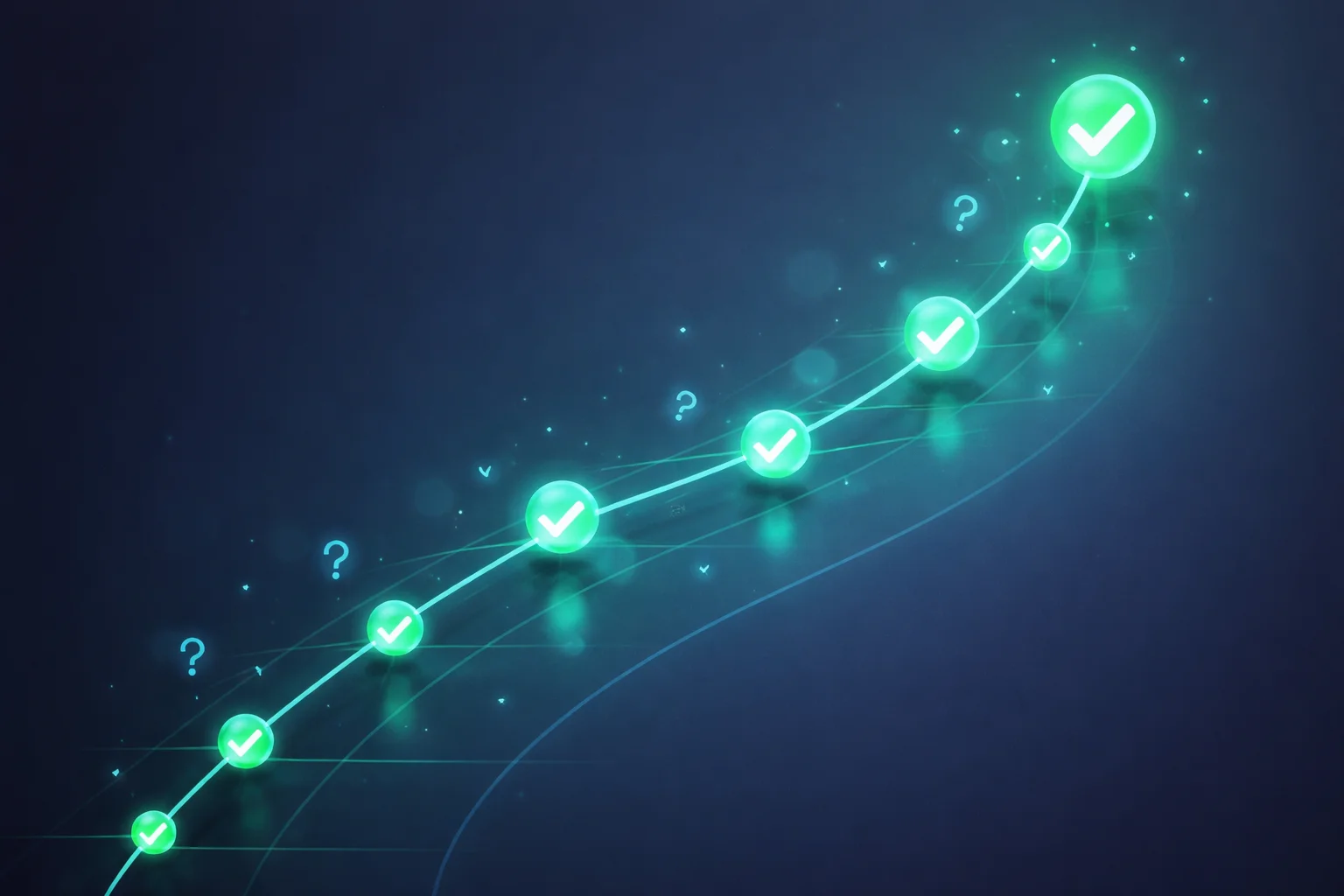 Adaptive learning path visualization showing progressive mastery through personalized question selection